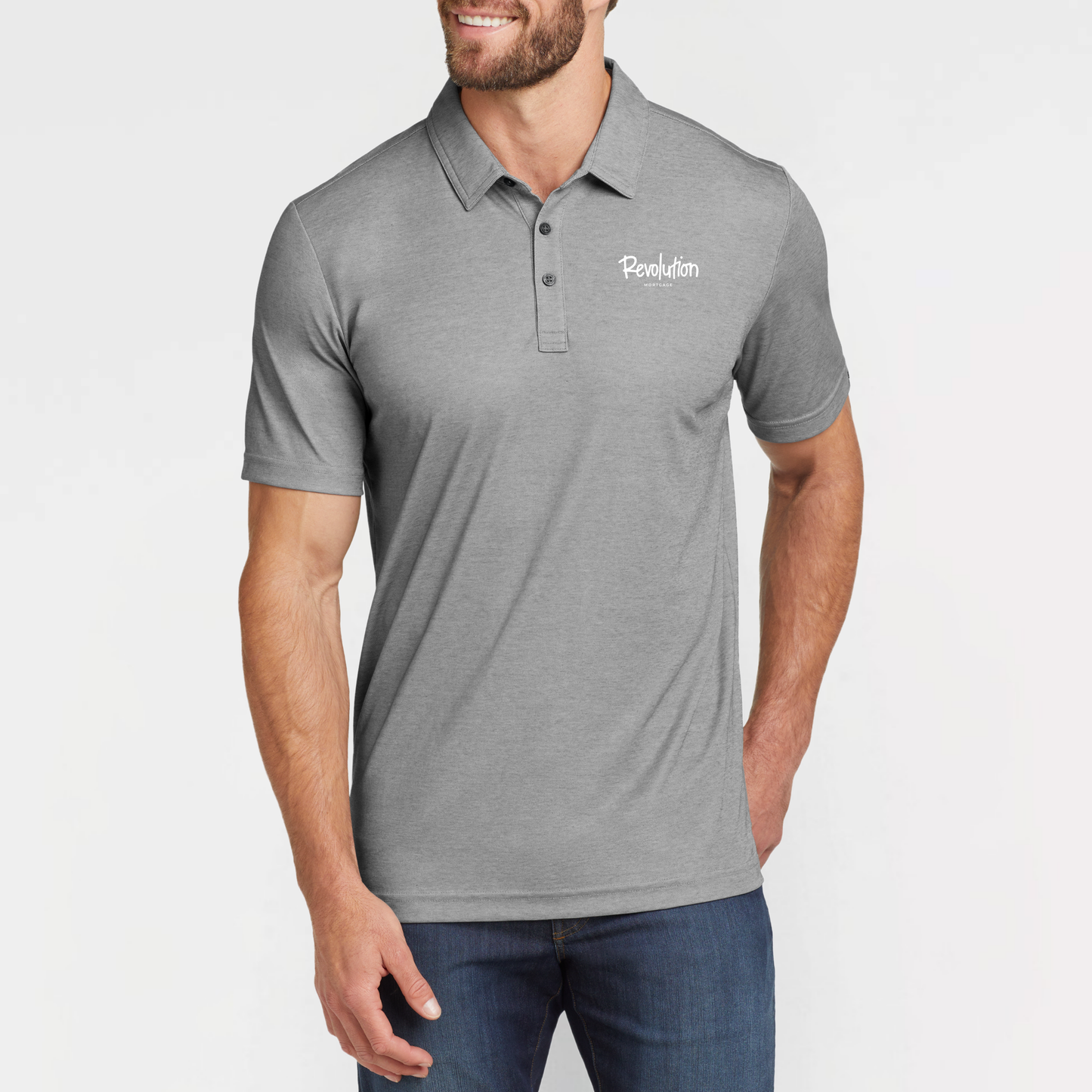 Revolution Mortgage: Embroidered, TravisMathew Oceanside Heather Polo