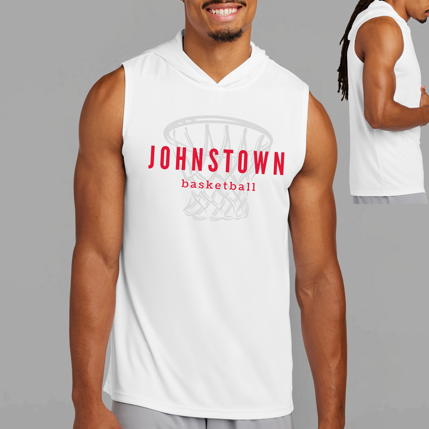 JYAA: Johnstown Basketball Net Sleeveless Hooded Tech T-Shirt