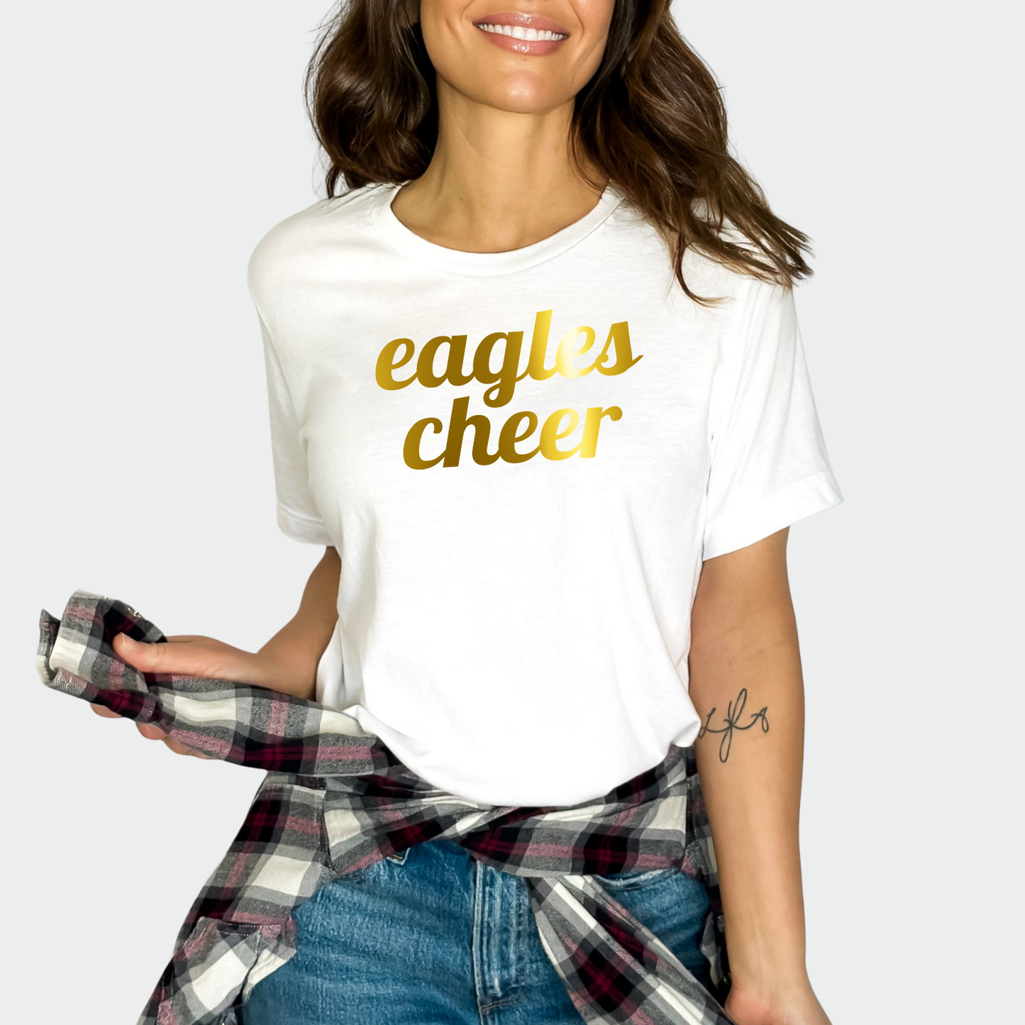 NAYCHEER: Eagles Cheer Gold Foil TShirt
