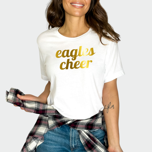 NAYCHEER: Eagles Cheer Gold Foil TShirt