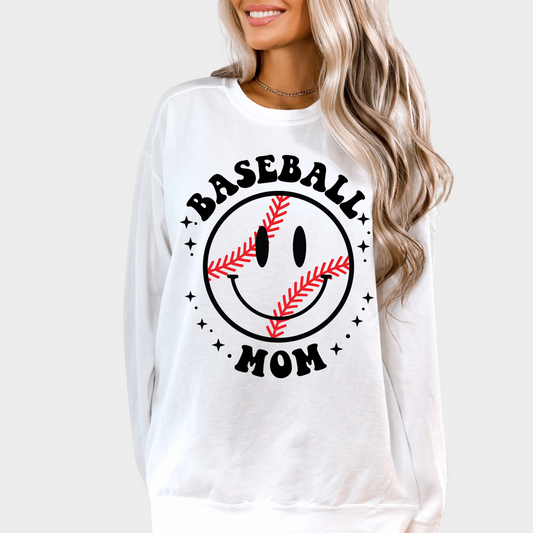 Baseball: Baseball Mom Smiley Sweatshirt