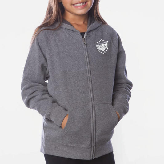 LINKSWIM: Distressed Crest Full Zip Hooded Sweatshirt