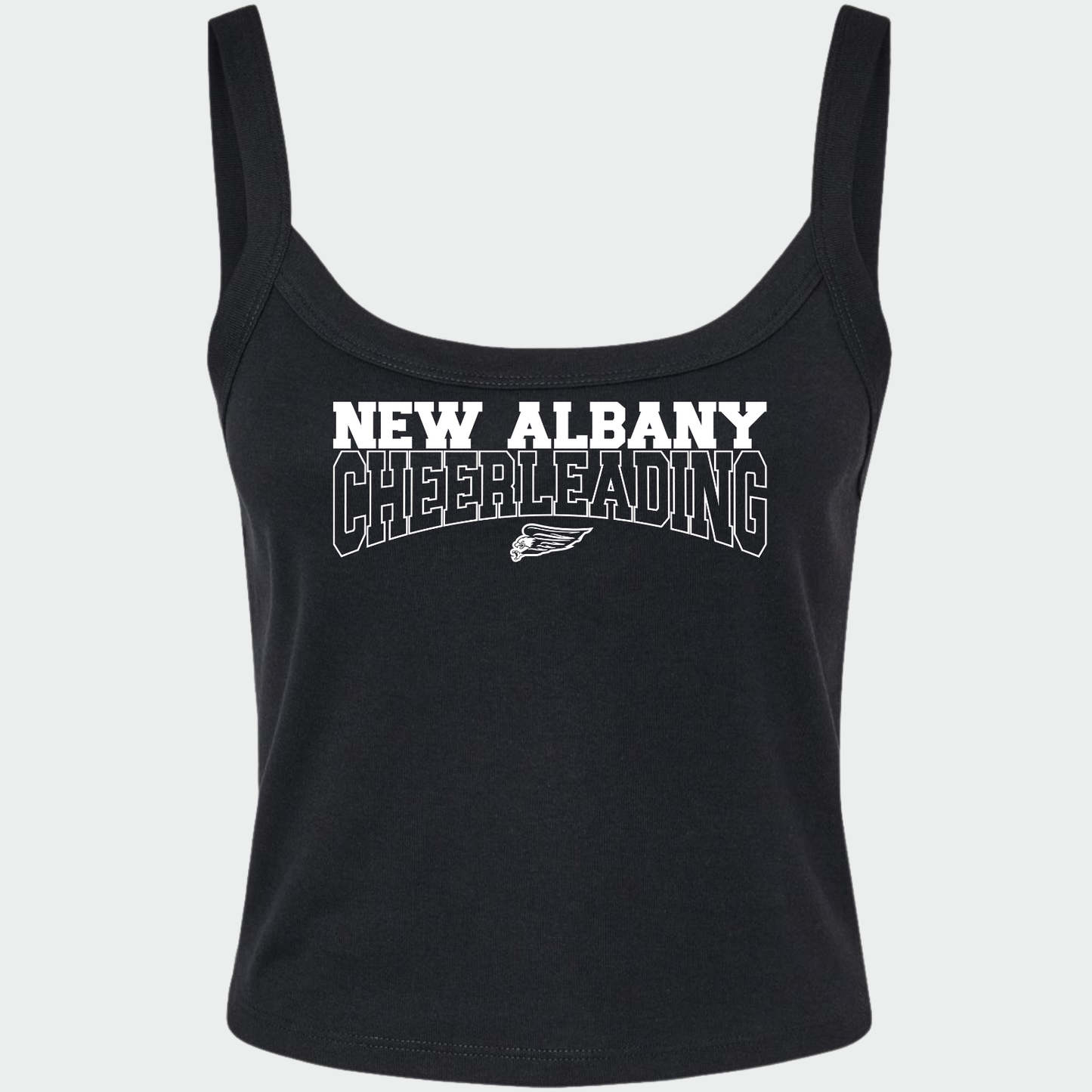 NAYCHEER: New Albany Cheerleading Women's Cropped Spaghetti Strap Tank Top