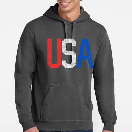 Patriotic: *Distressed* USA Hooded Sweatshirt