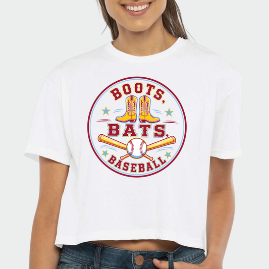 BRUINS: Boots, Bats & Baseball Women's Crop Tee