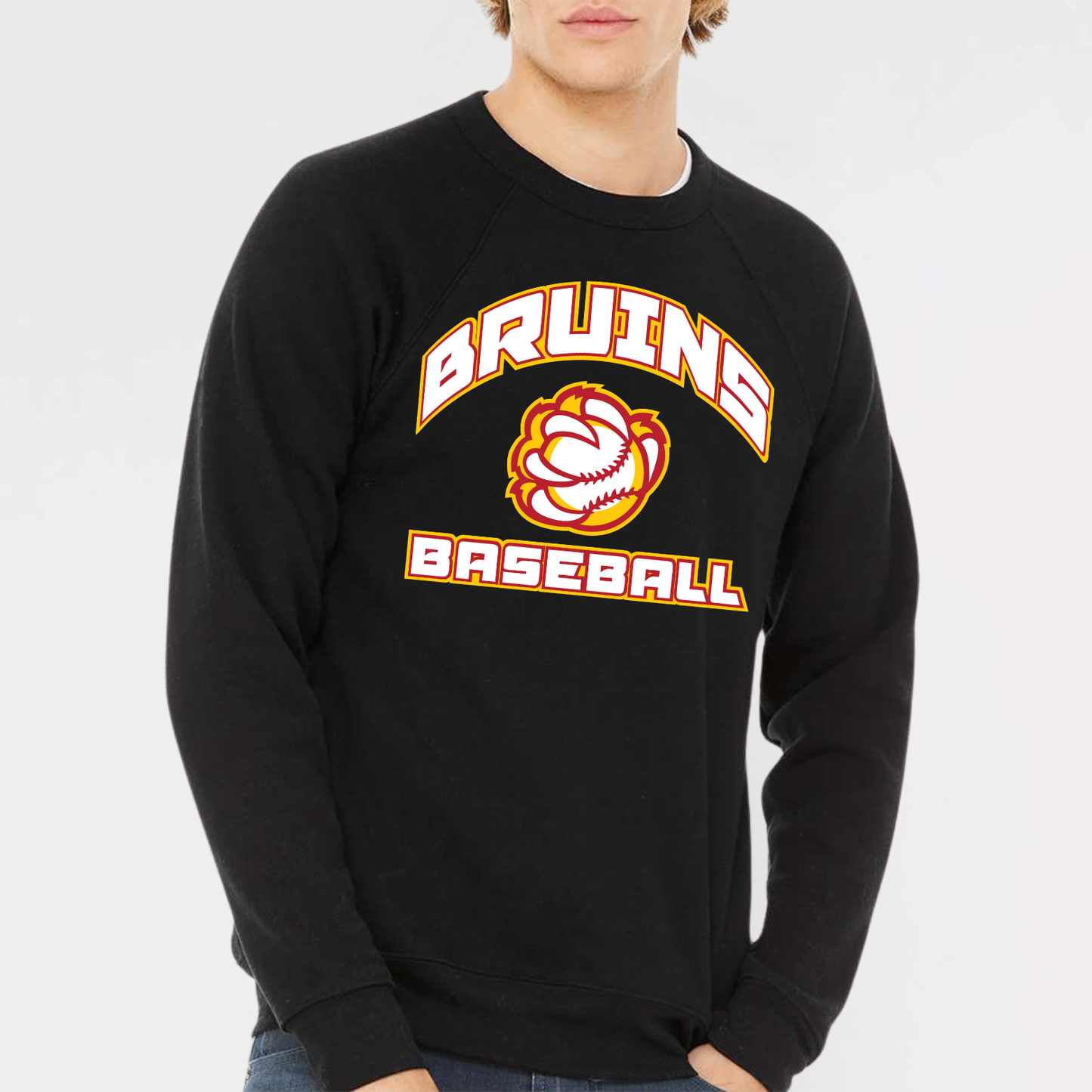 BRUINS: Baseball Claw Sponge Fleece Raglan Crew Sweatshirt