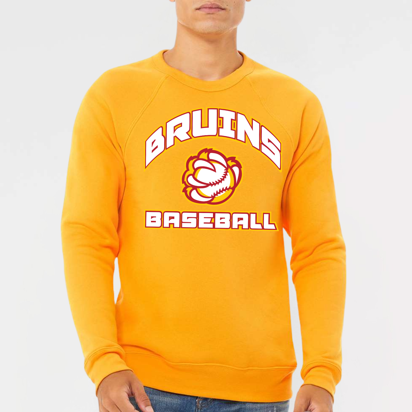 BRUINS: Baseball Claw Sponge Fleece Raglan Crew Sweatshirt