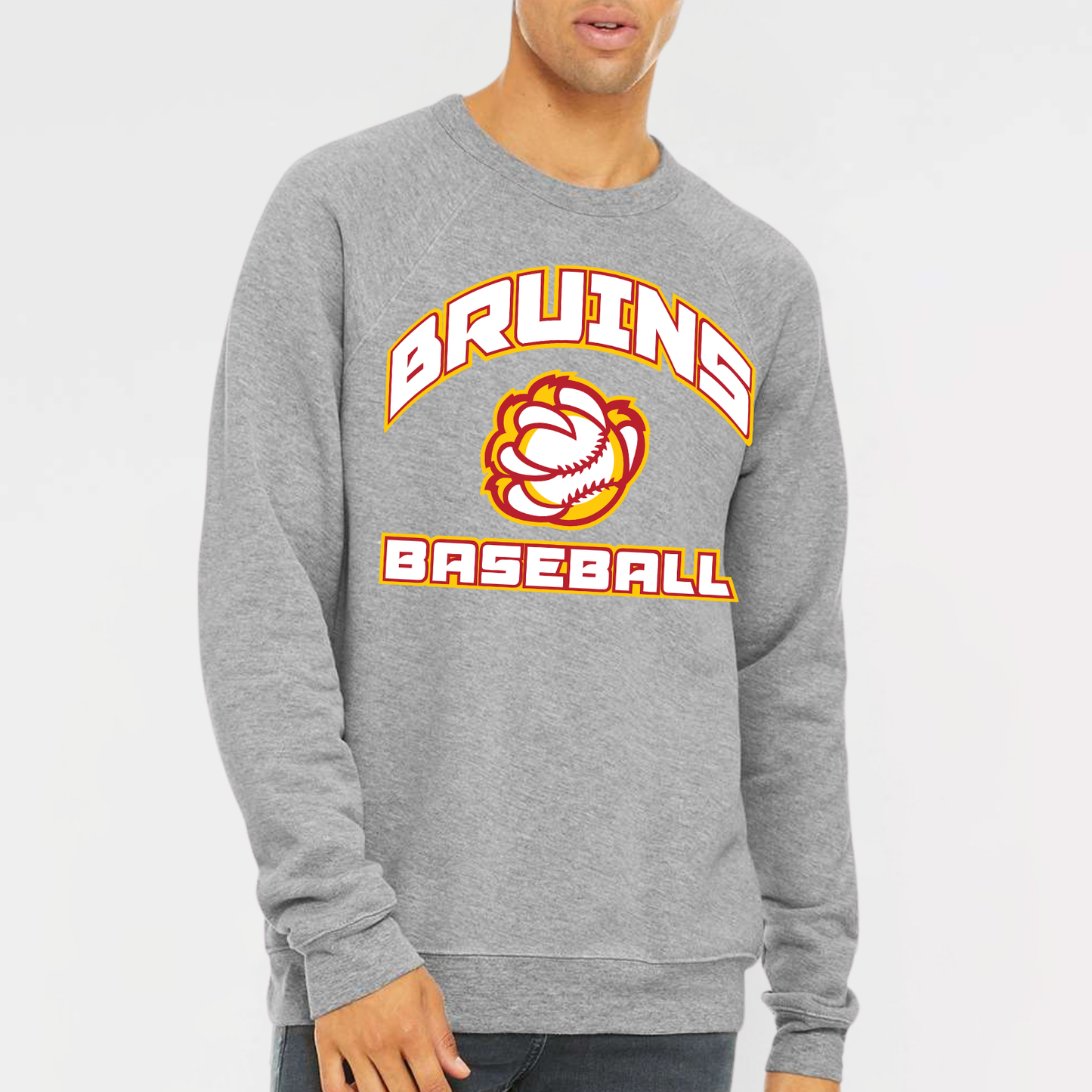BRUINS: Baseball Claw Sponge Fleece Raglan Crew Sweatshirt
