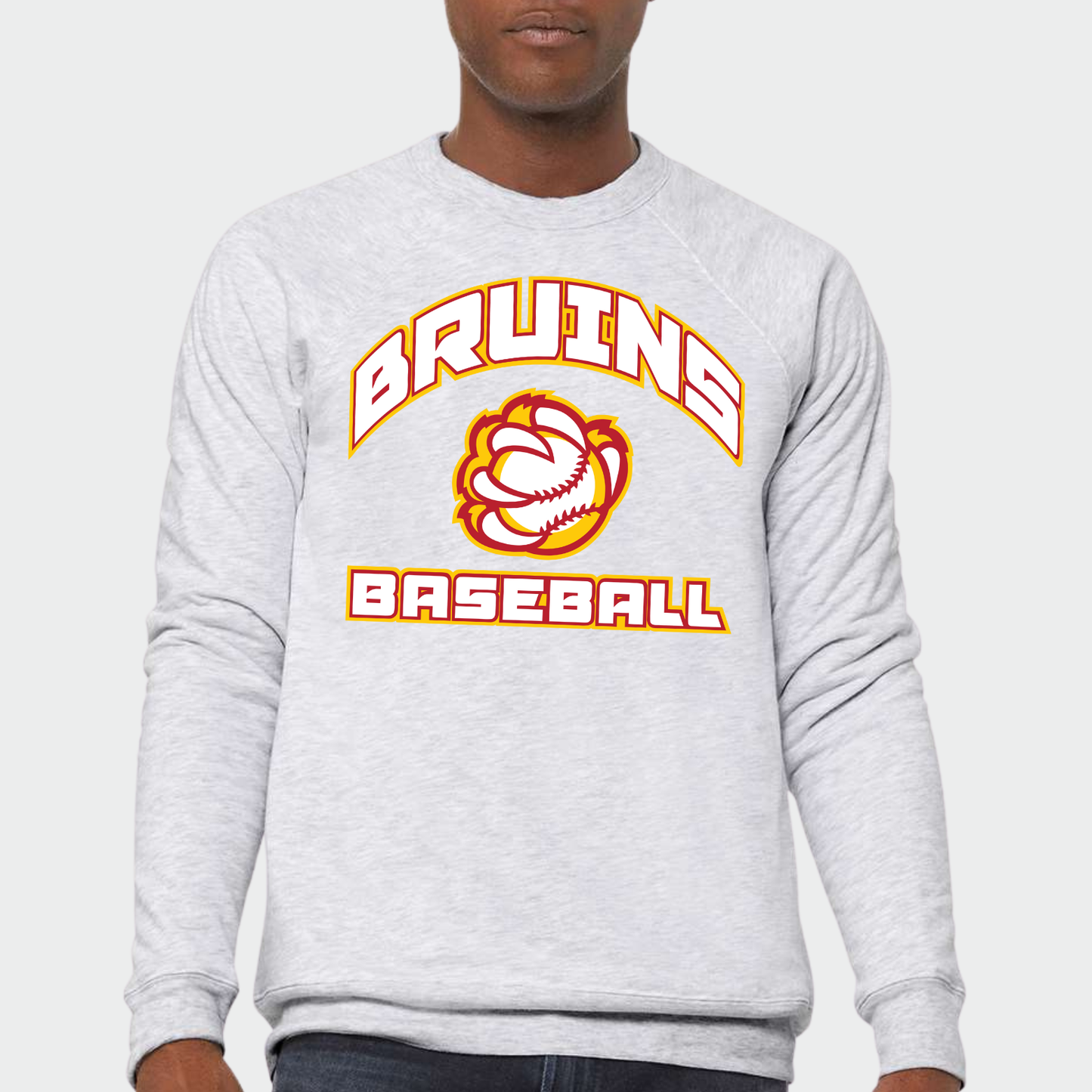 BRUINS: Baseball Claw Sponge Fleece Raglan Crew Sweatshirt