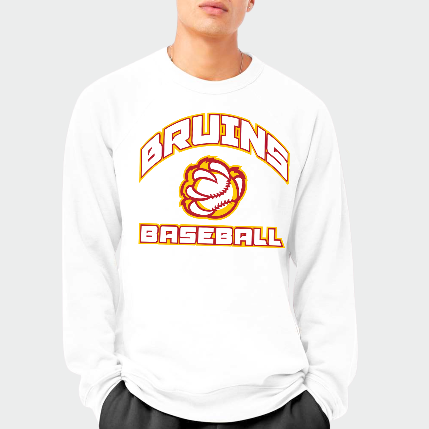 BRUINS: Baseball Claw Sponge Fleece Raglan Crew Sweatshirt