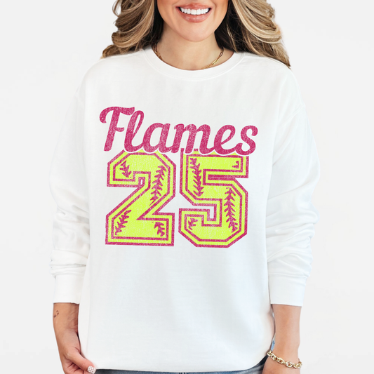 Flames Softball: Number Crew Sweatshirt