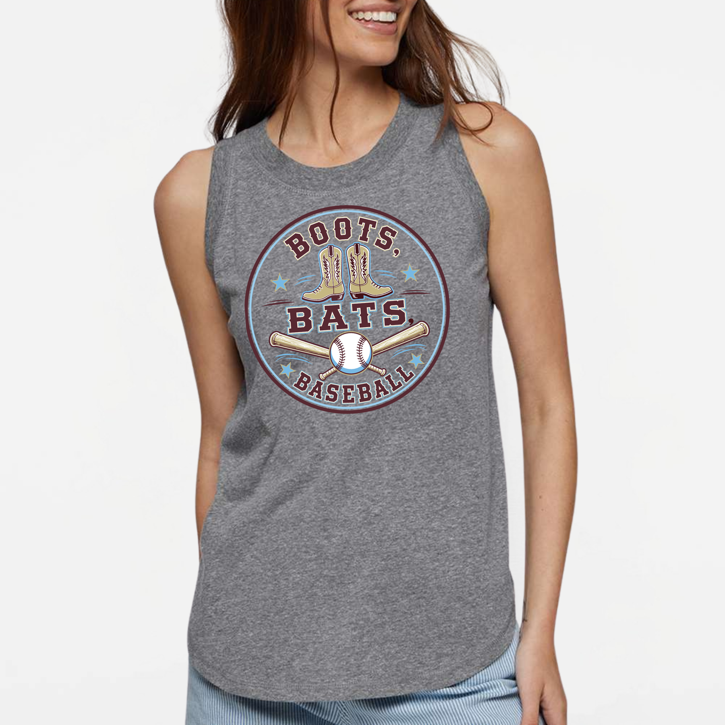 Boots, Bats & Baseball Women's & Girls Muscle Tank Top