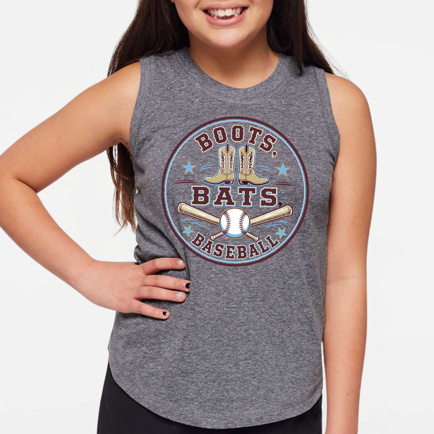 Boots, Bats & Baseball Women's & Girls Muscle Tank Top