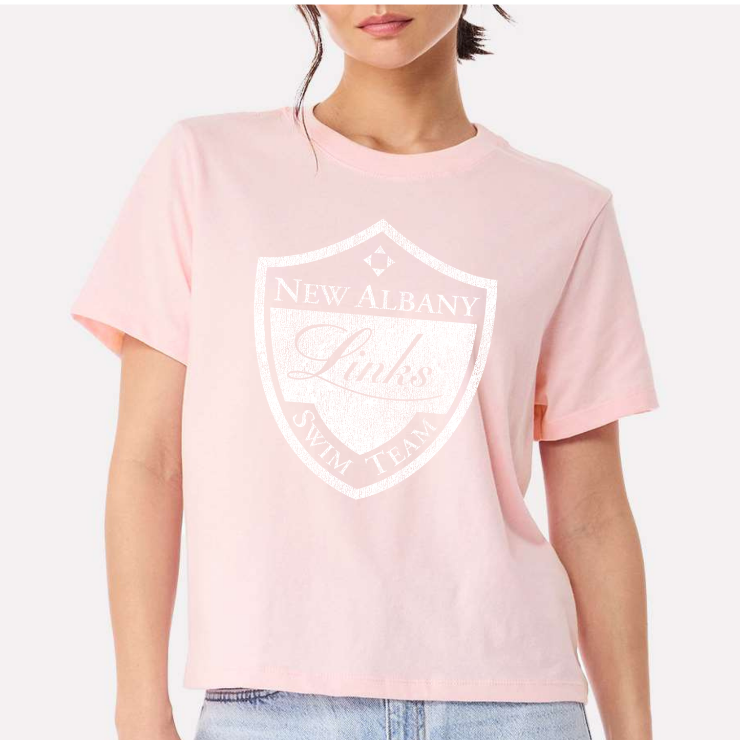 LINKSWIM: Distressed Crest Women's 6oz Heavyweight T-Shirt