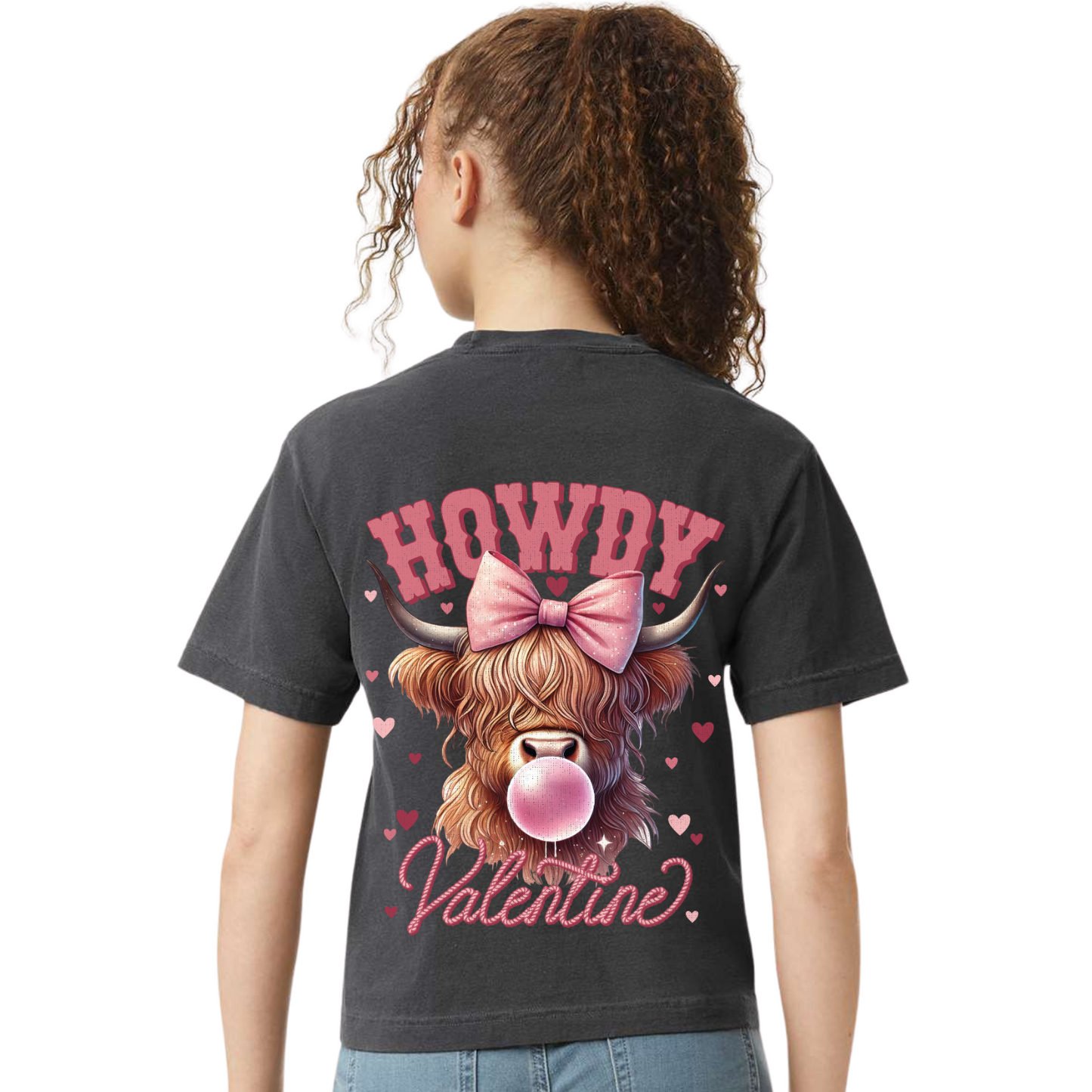 *marketing sample* Howdy Valentine Highland Cow Boxy T-Shirt - size adult medium