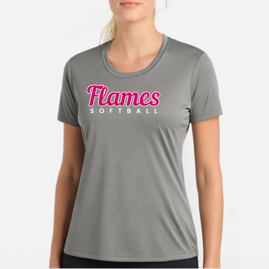 Flames Softball: Women's Scoop Neck Tech T-Shirt
