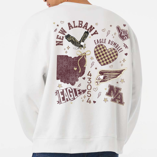 NAPTO: New Albany *Distressed Print* Collage 10oz Heavyweight Sweatshirt