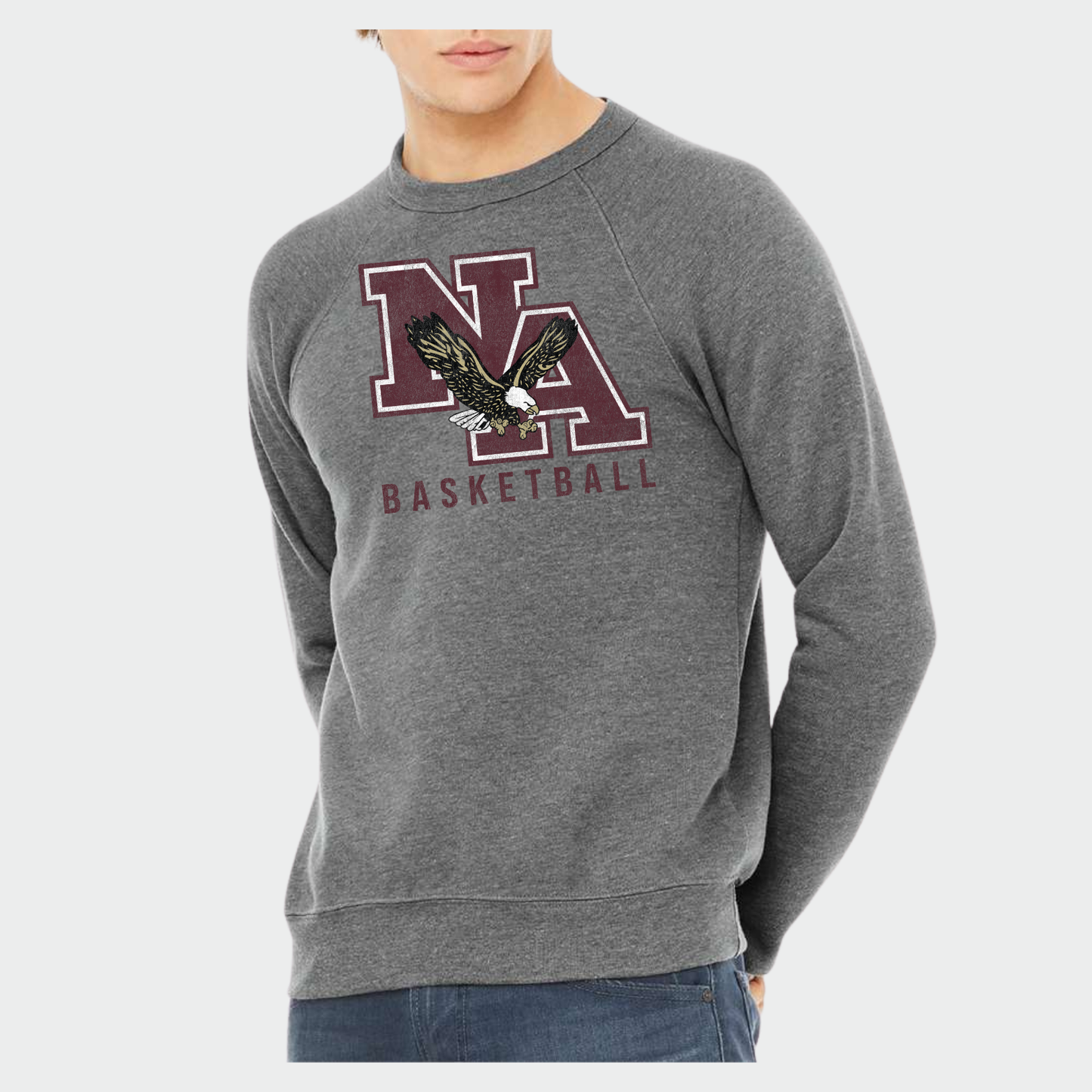 NAGTB: NA Basketball *Distressed Print* Sponge Fleece Crew Sweatshirt