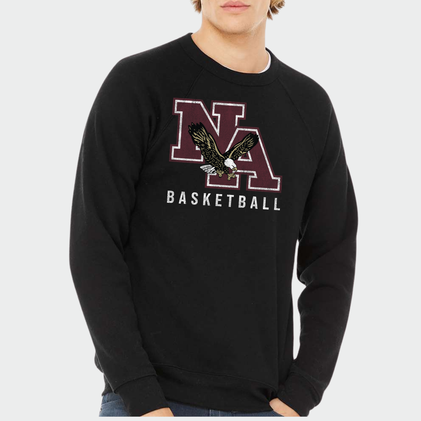 NAGTB: NA Basketball *Distressed Print* Sponge Fleece Crew Sweatshirt