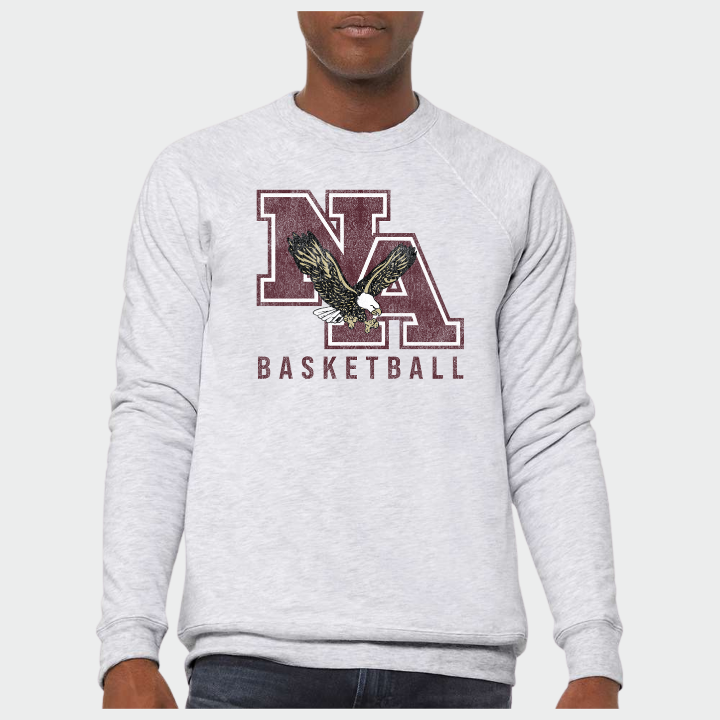 NAGTB: NA Basketball *Distressed Print* Sponge Fleece Crew Sweatshirt