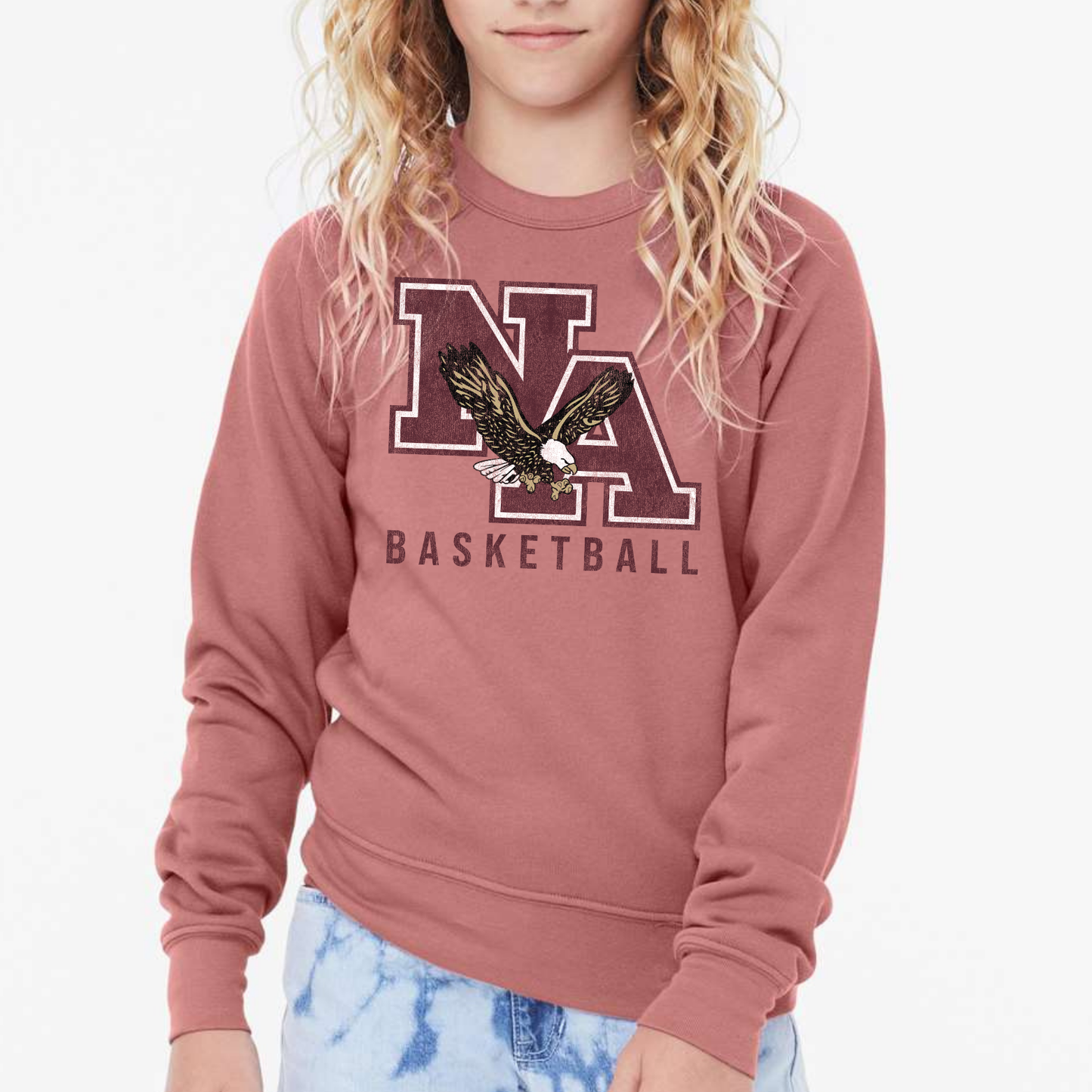 NAGTB: NA Basketball *Distressed Print* Sponge Fleece Crew Sweatshirt