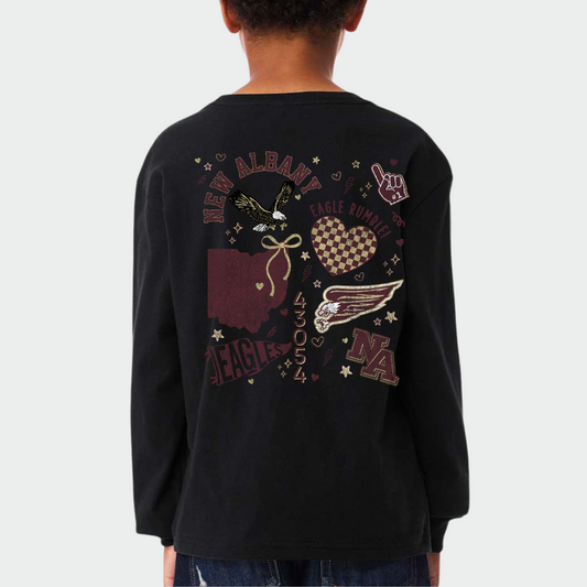 New Albany *Distressed Print* Collage  6oz Heavyweight Long Sleeve T-Shirt