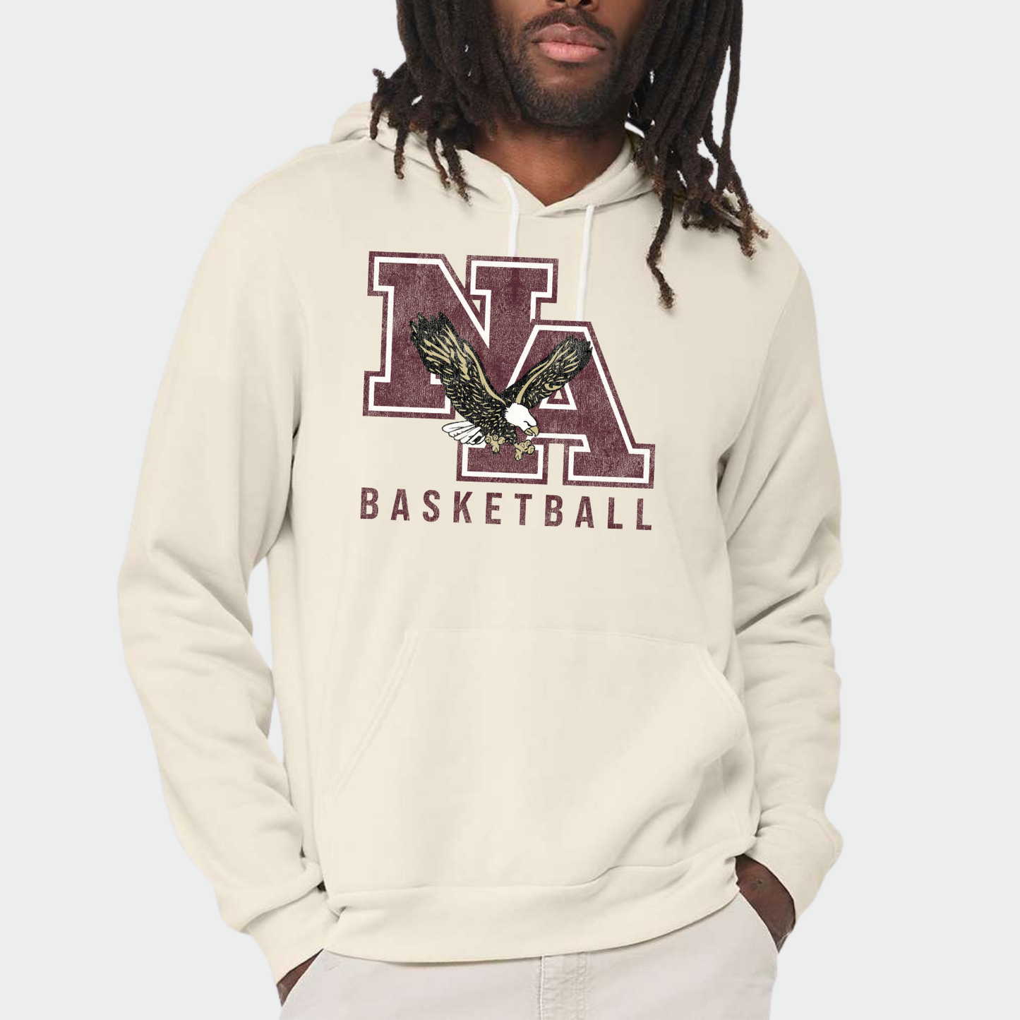 NAGTB: NA Basketball *Distressed Print* Sponge Fleece Hooded Sweatshirt