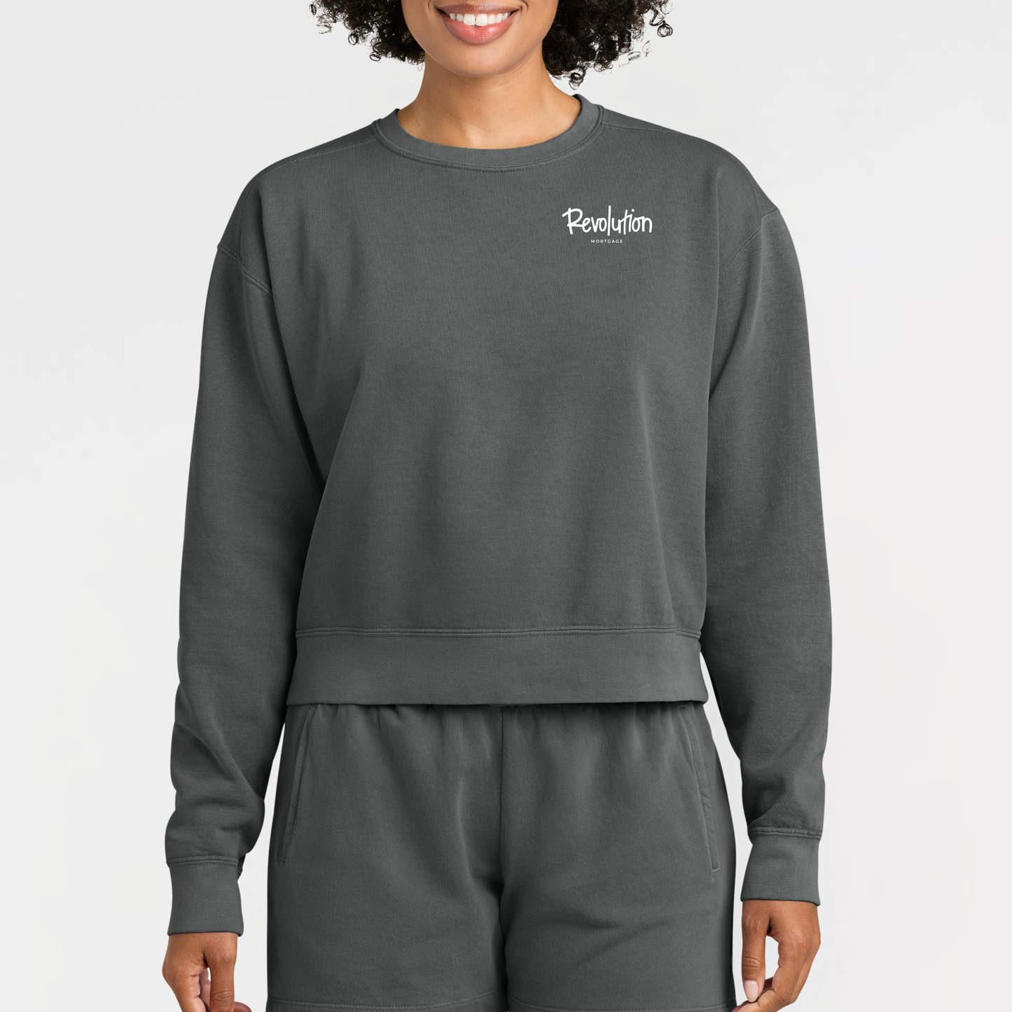 Revolution Mortgagew: Embroidered, Comfort Colors® Women’s Crew Sweatshirt