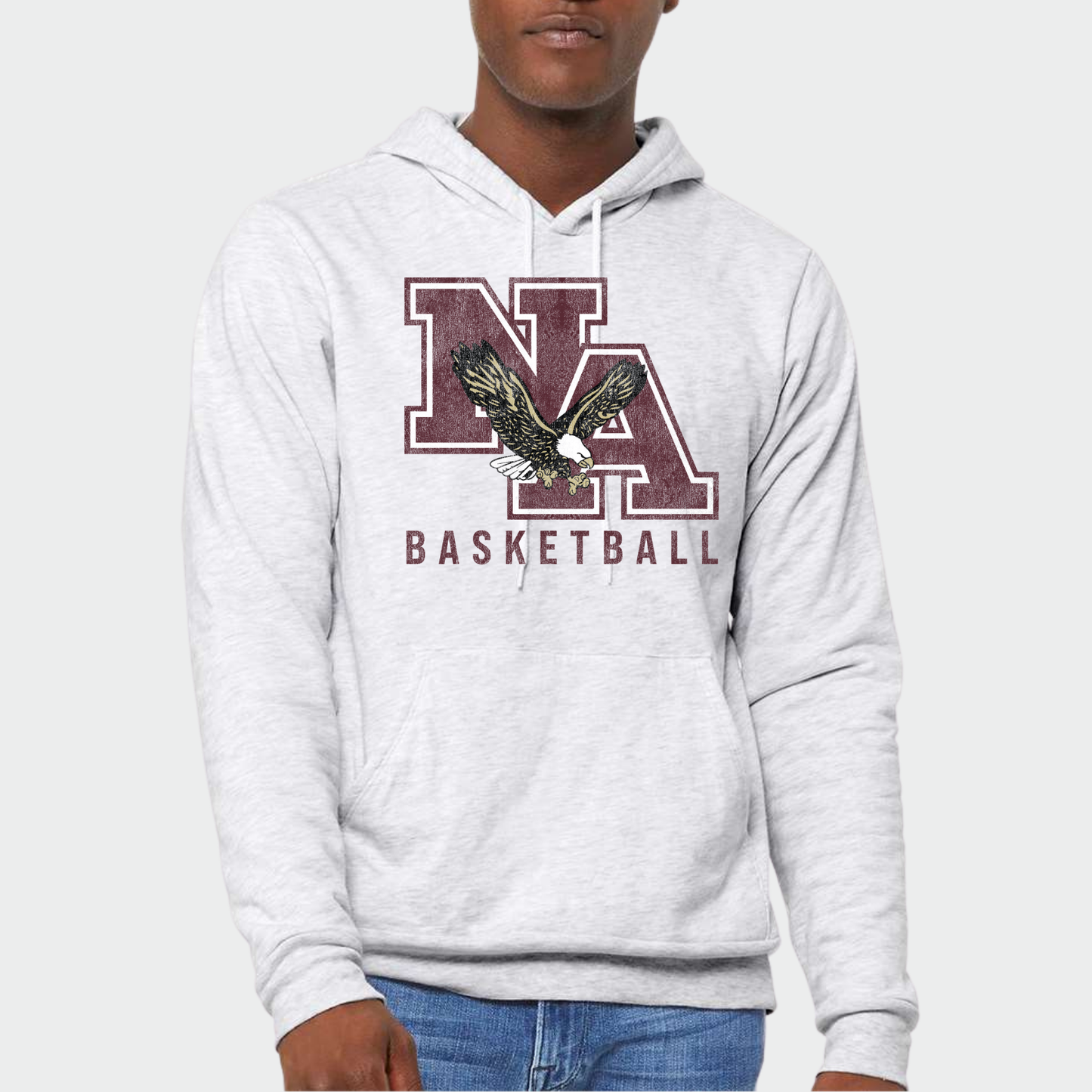 NAGTB: NA Basketball *Distressed Print* Sponge Fleece Hooded Sweatshirt