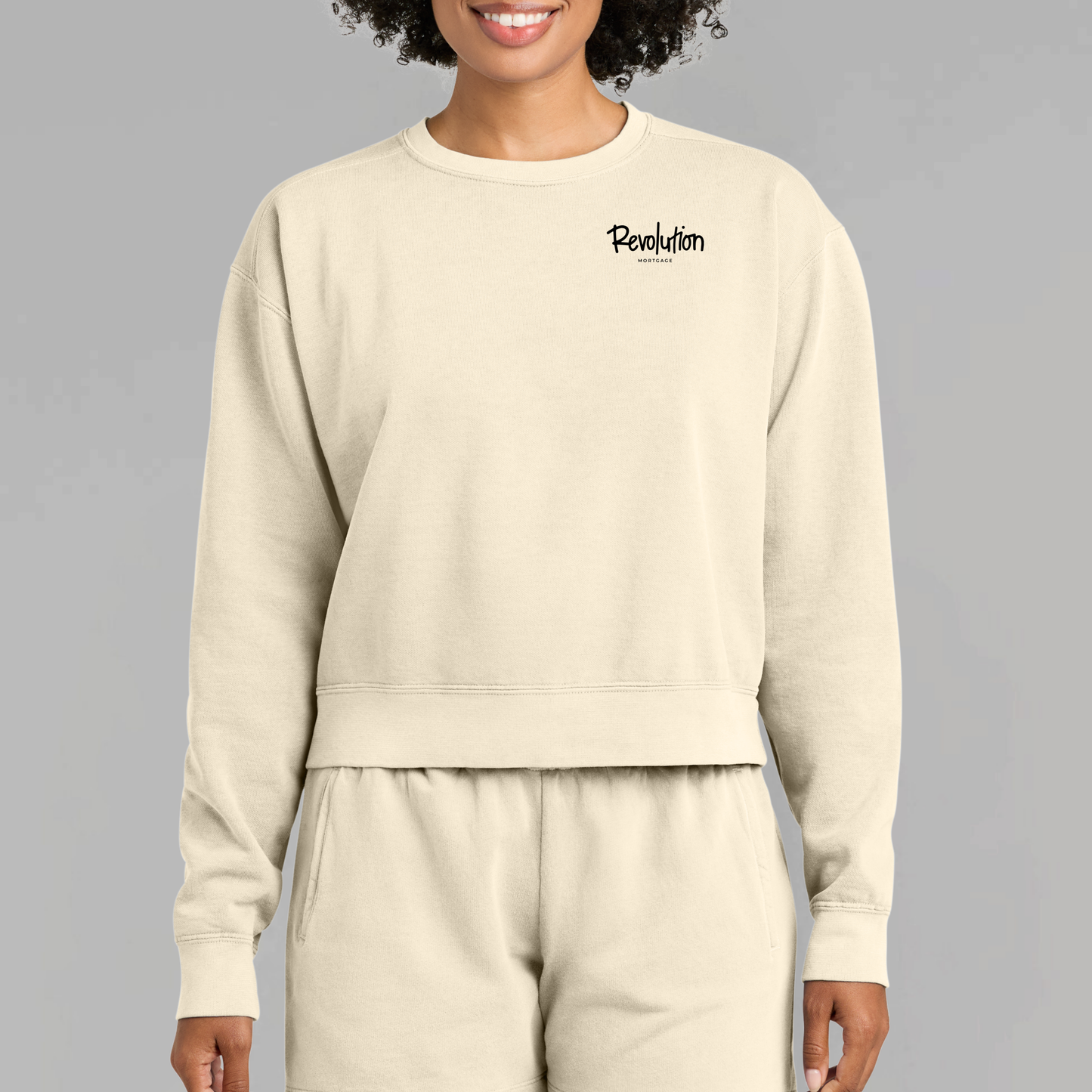 Revolution Mortgagew: Embroidered, Comfort Colors® Women’s Crew Sweatshirt