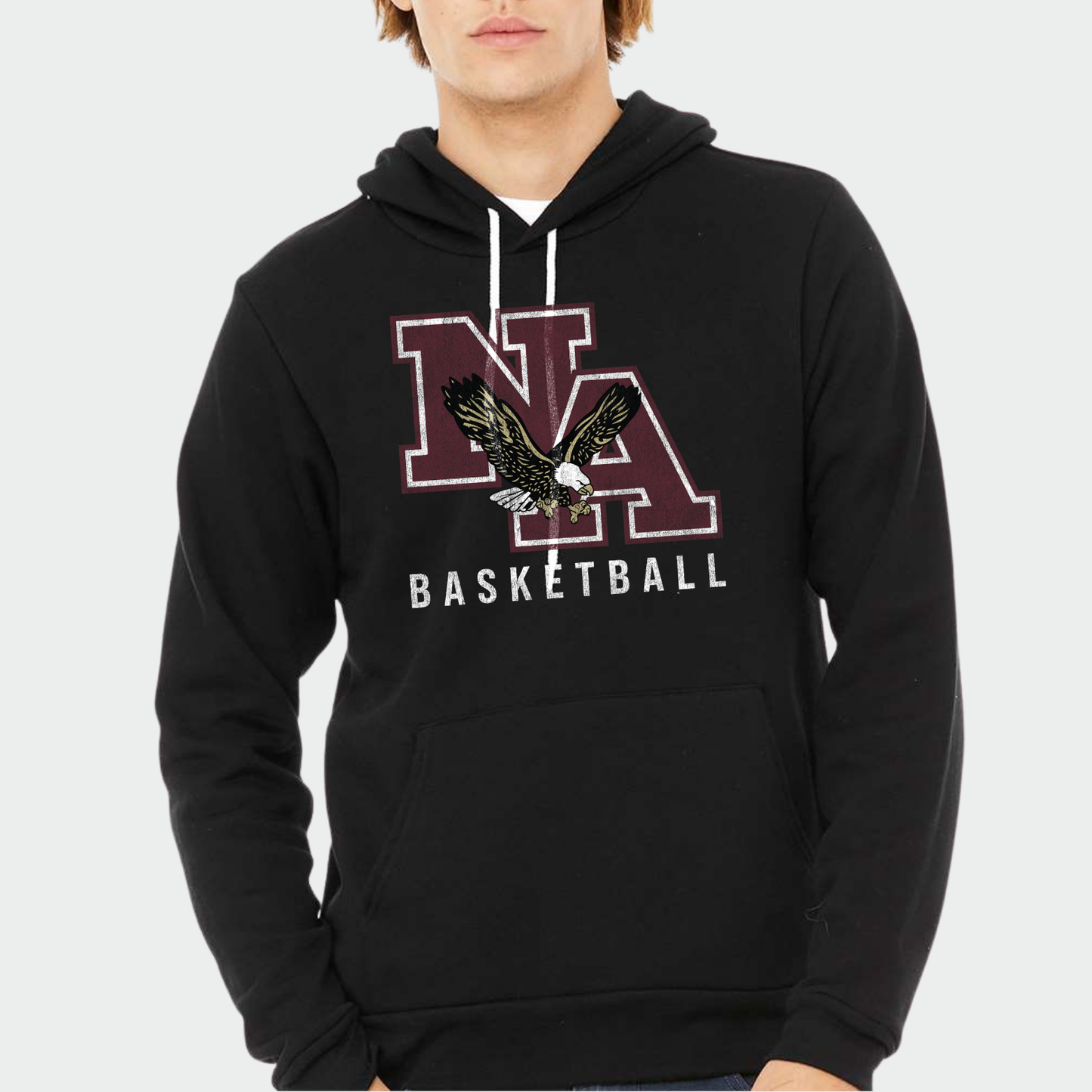 NAGTB: NA Basketball *Distressed Print* Sponge Fleece Hooded Sweatshirt