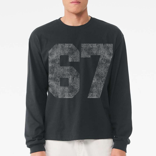 Lucky Number *distressed graphic* 6oz Heavyweight Long Sleeve T-Shirt