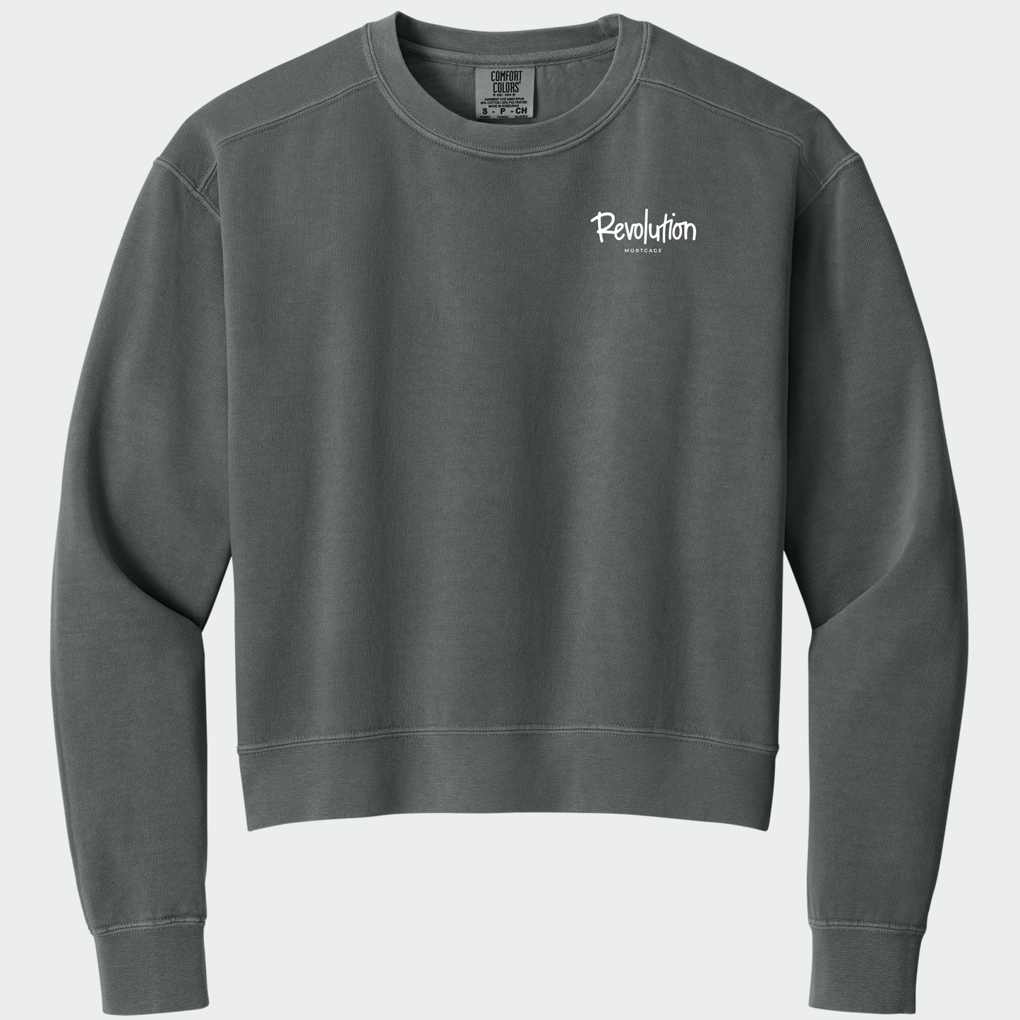 Revolution Mortgagew: Embroidered, Comfort Colors® Women’s Crew Sweatshirt