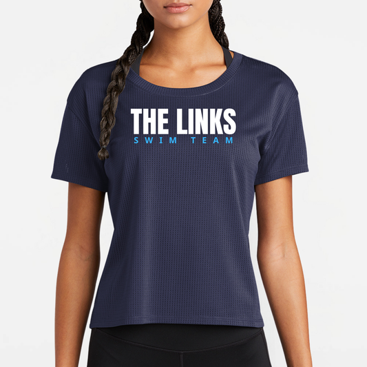 LINKSWIM: Women's Mesh Crop Tech T-Shirt