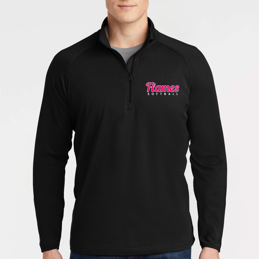 Flames Softball: Tech Quarter Zip Long Sleeve Pullover