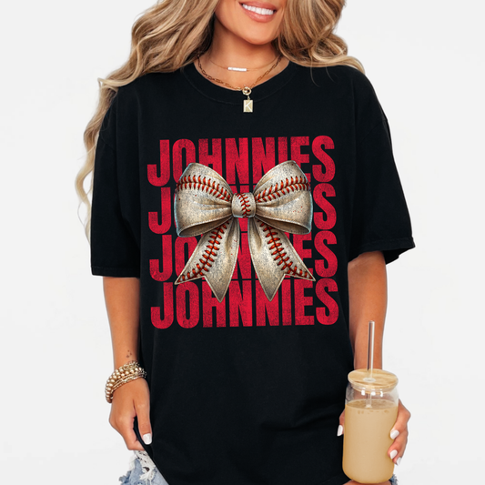 JYAA: Johnnies Baseball Bow *distressed* T-Shirt