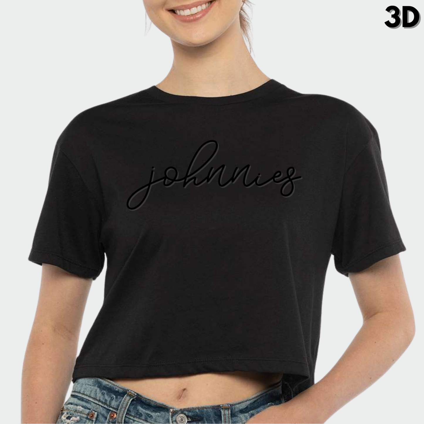 JYAA: Johnnies Thin Script Crop Top *3D*
