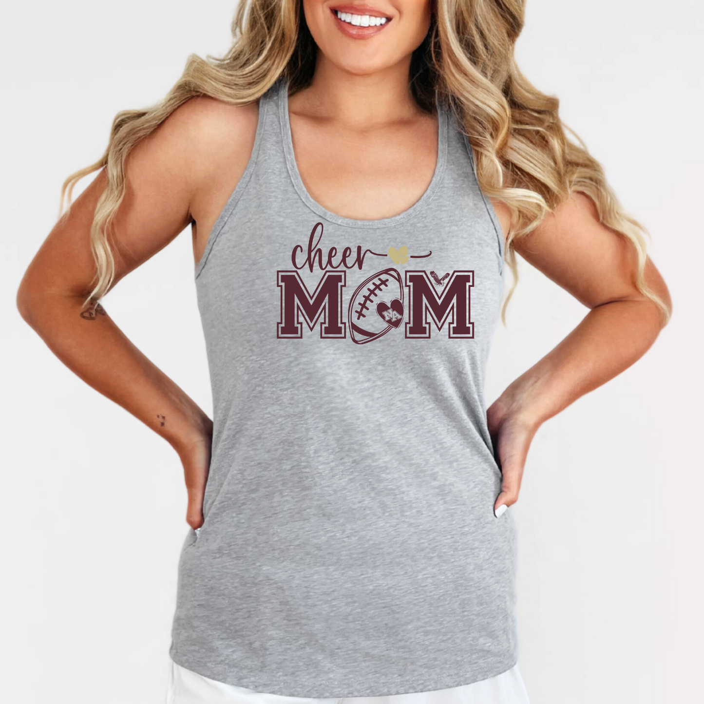 NAYCHEER: Football Cheer Mom Women's Racerback Tank Top