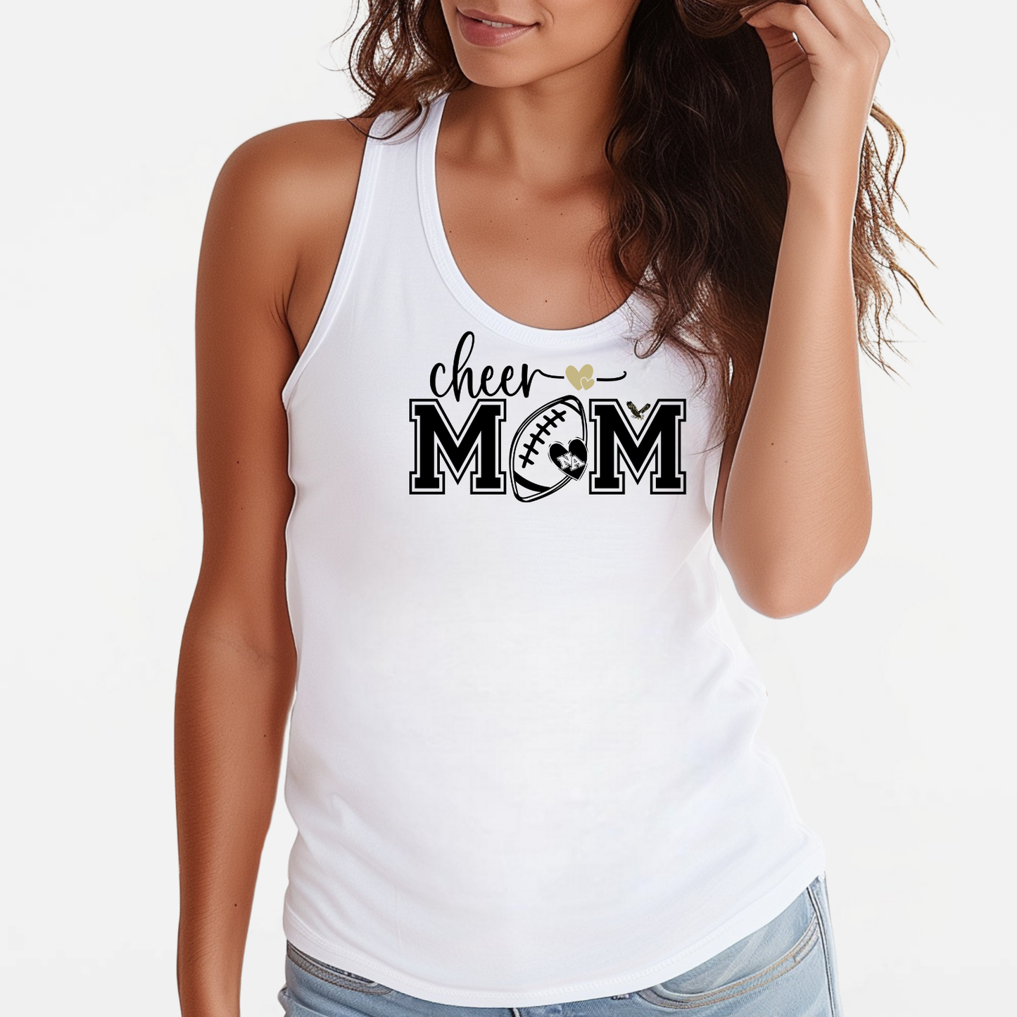 NAYCHEER: Football Cheer Mom Women's Racerback Tank Top