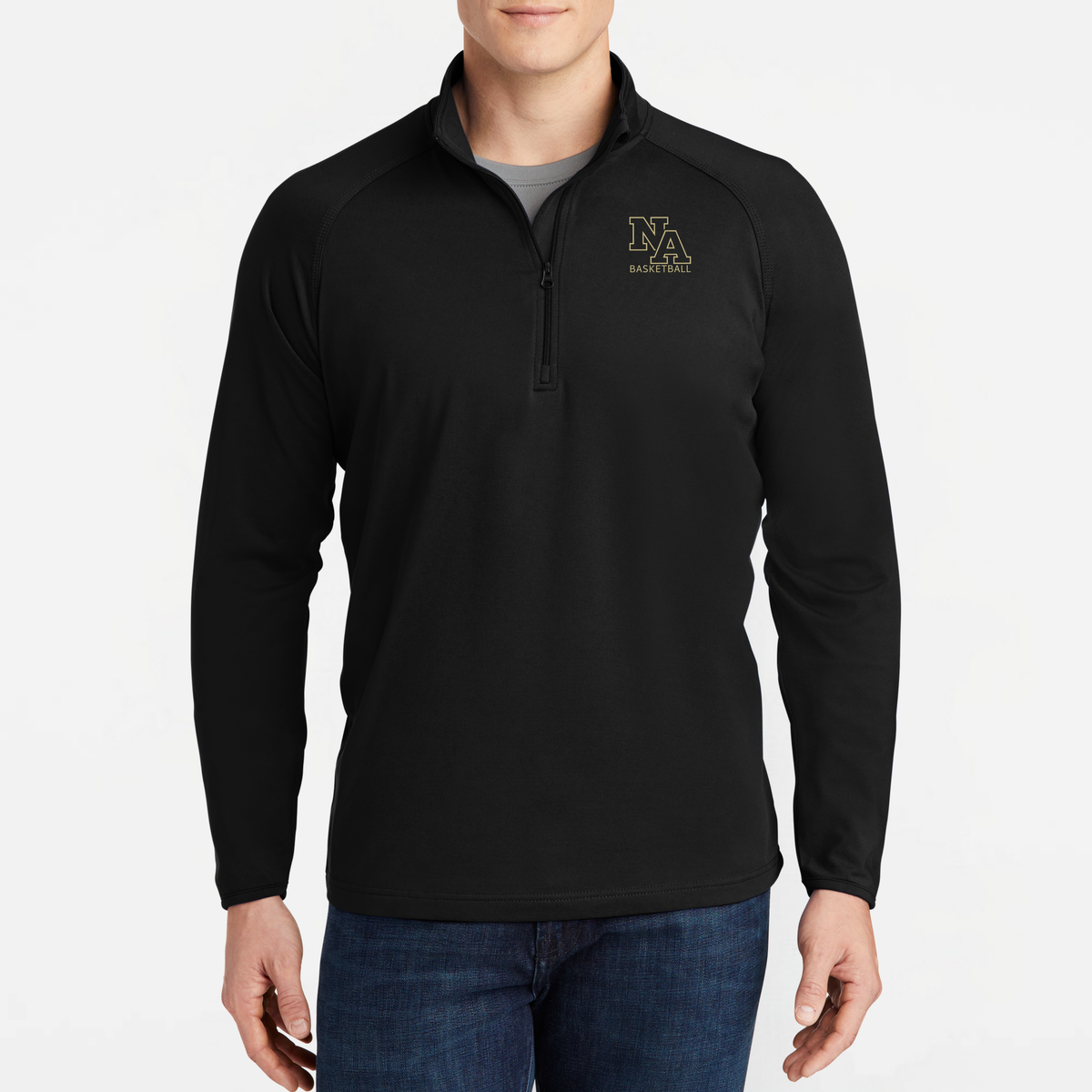 NAGTB: NA Basketball, Embroidered, Stretch Quarter-Zip