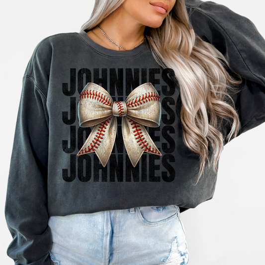 JYAA: Johnnies Baseball Bow *distressed* Sweatshirt