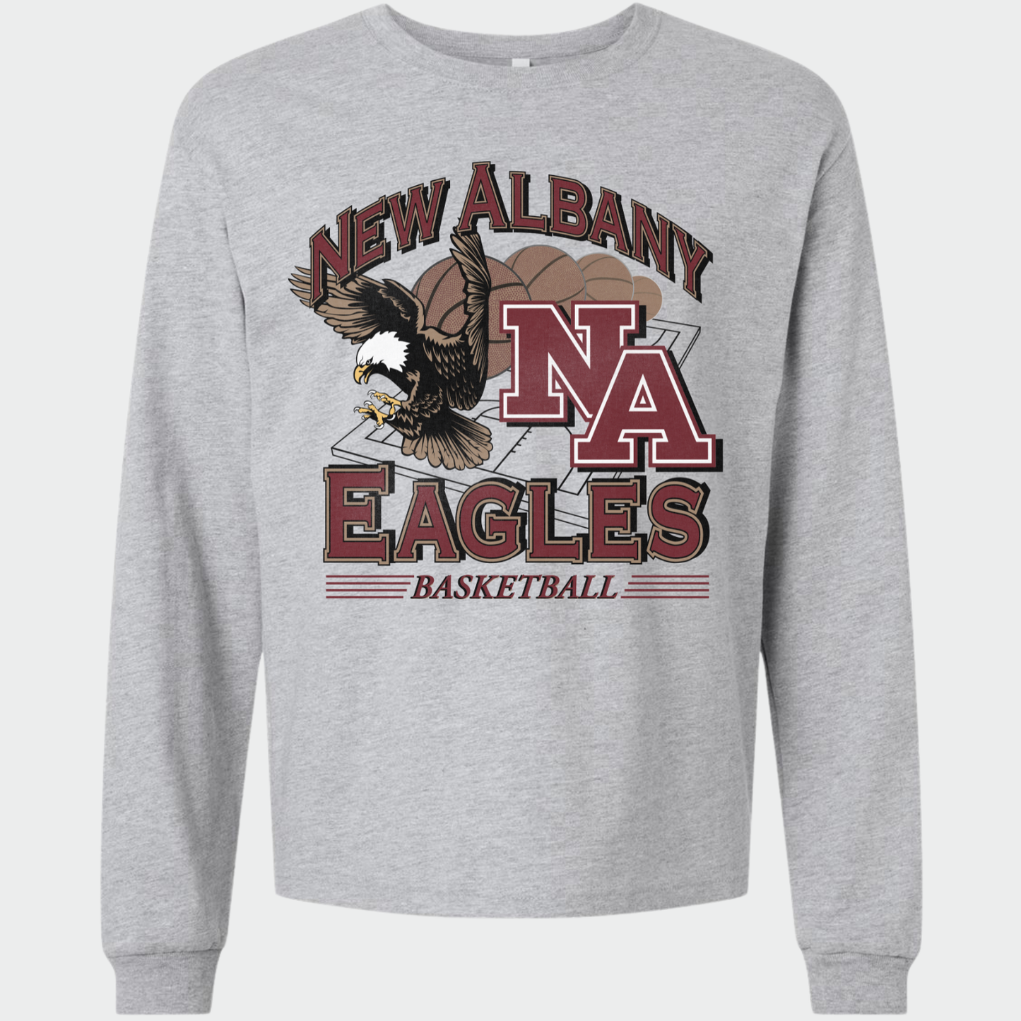 NAGTB: New Albany Basketball Vintage Graphic 6oz Heavyweight Long Sleeve T-Shirt