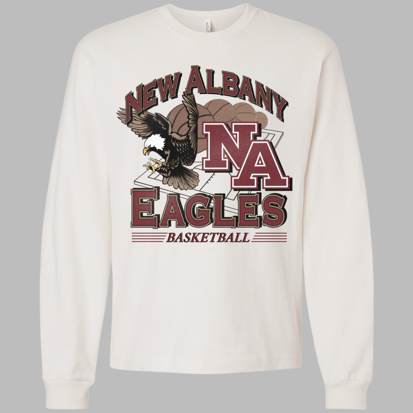 NAGTB: New Albany Basketball Vintage Graphic 6oz Heavyweight Long Sleeve T-Shirt