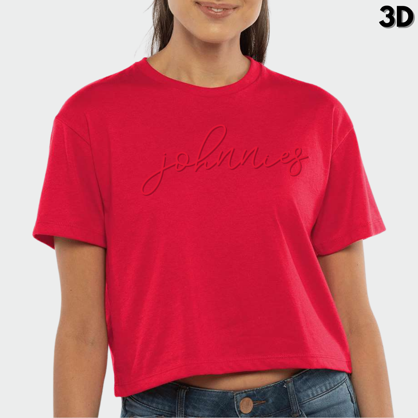 JYAA: Johnnies Thin Script Crop Top *3D*
