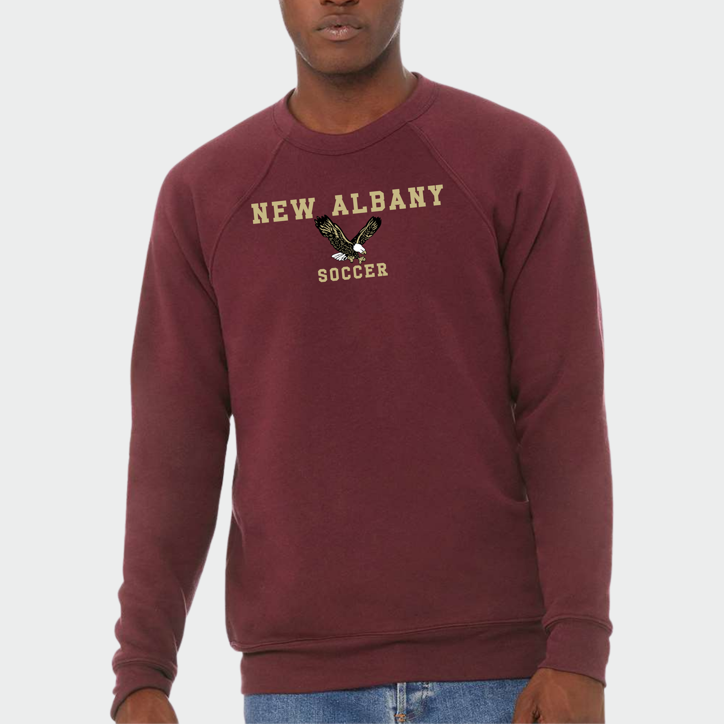 NAGS: New Albany Soccer, Raglan Sponge Fleece Crew Sweatshirt