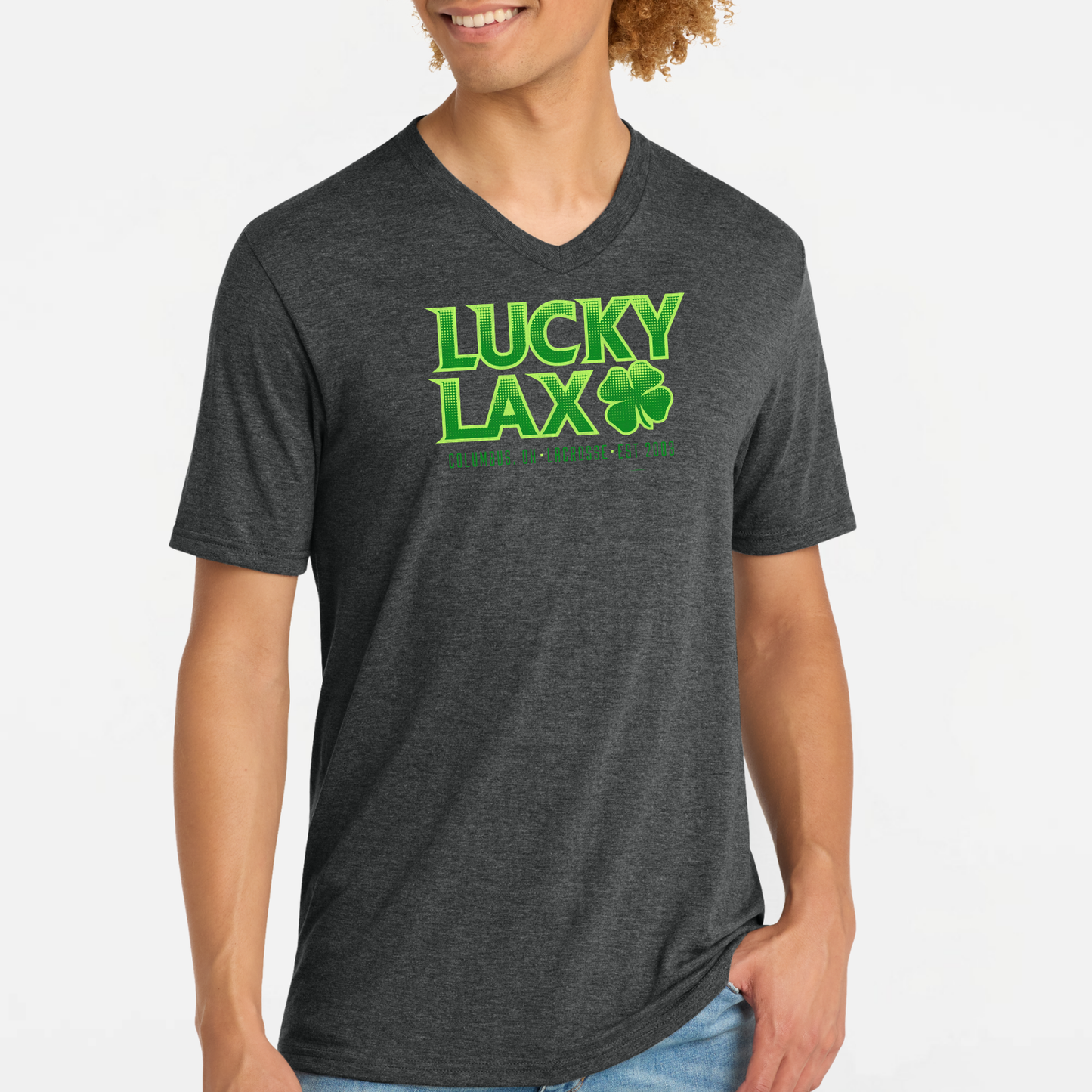 LuckyLax: Triblend Short Sleeve V-Neck T-Shirt