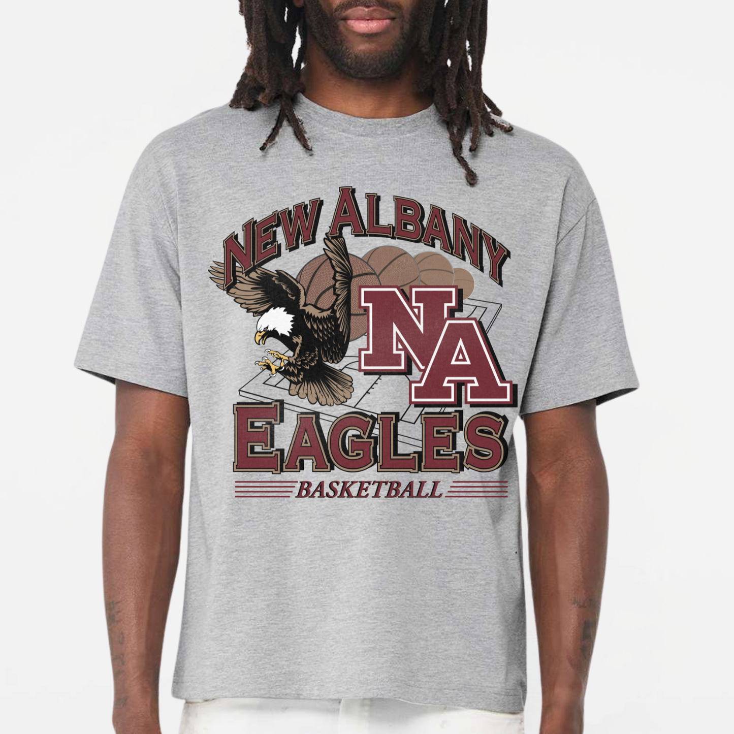 NAGTB: New Albany Basketball Vintage Graphic 6oz Heavyweight T-Shirt
