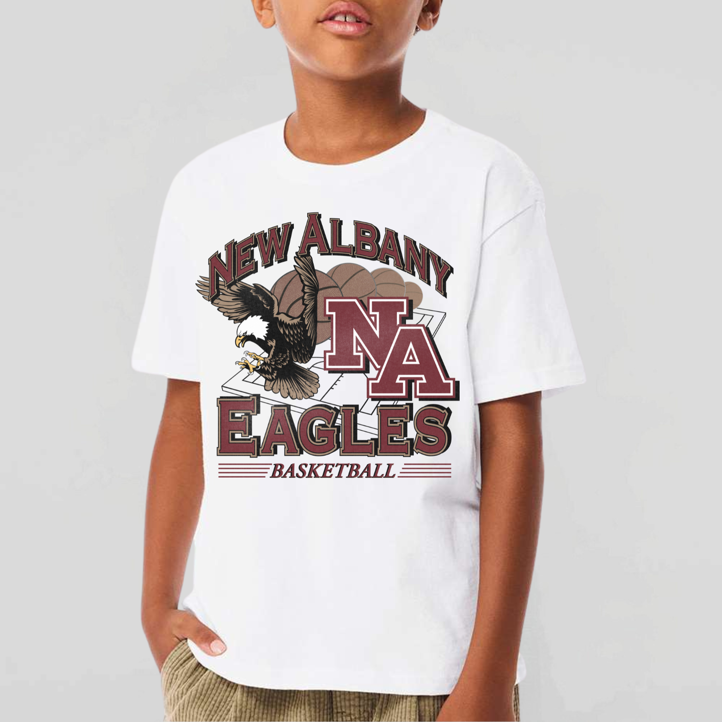 NAGTB: New Albany Basketball Vintage Graphic 6oz Heavyweight T-Shirt