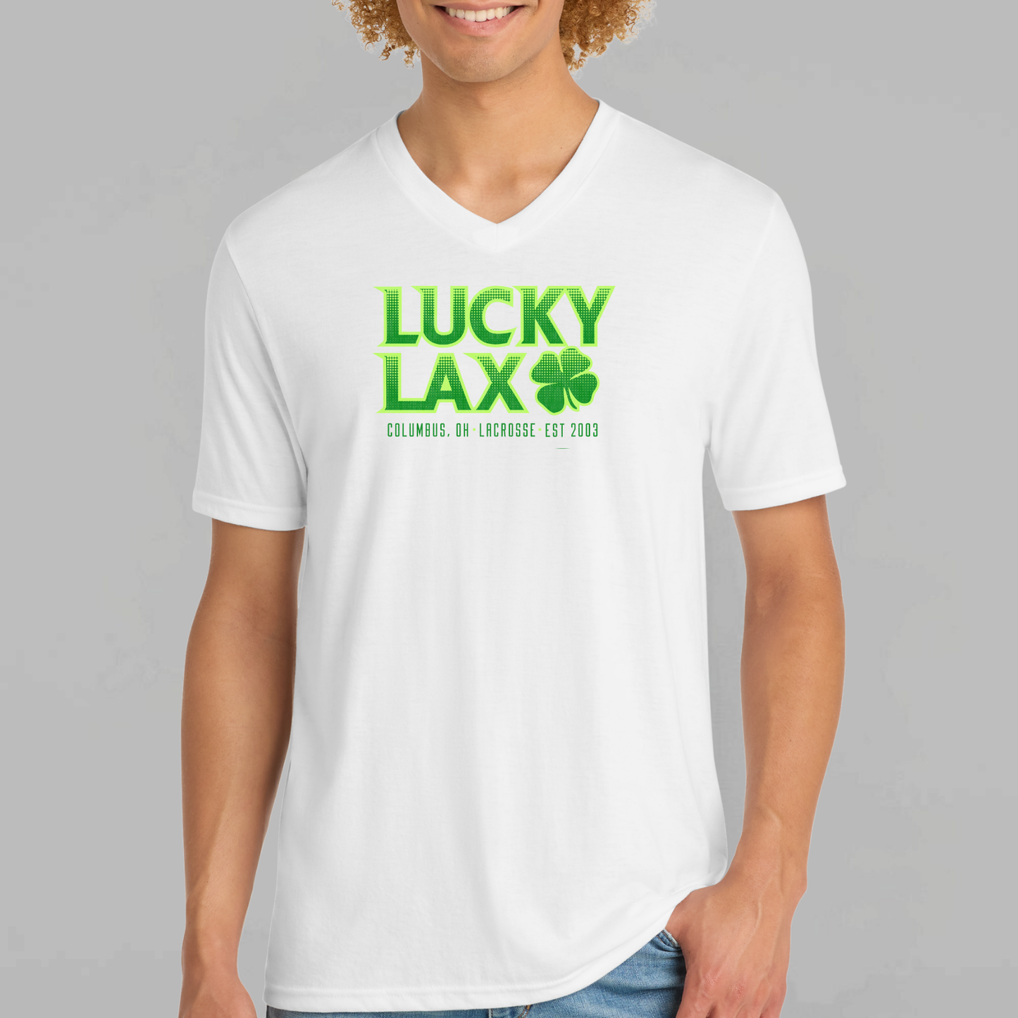 LuckyLax: Triblend Short Sleeve V-Neck T-Shirt