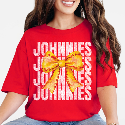 JYAA: Johnnies Softball Bow *distressed* T-Shirt